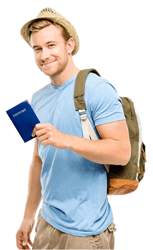 Man with Passport and Luggage